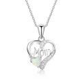 mother day gifts 2021 silver mom necklace opal stone 925 sterling heart design mama necklace 925